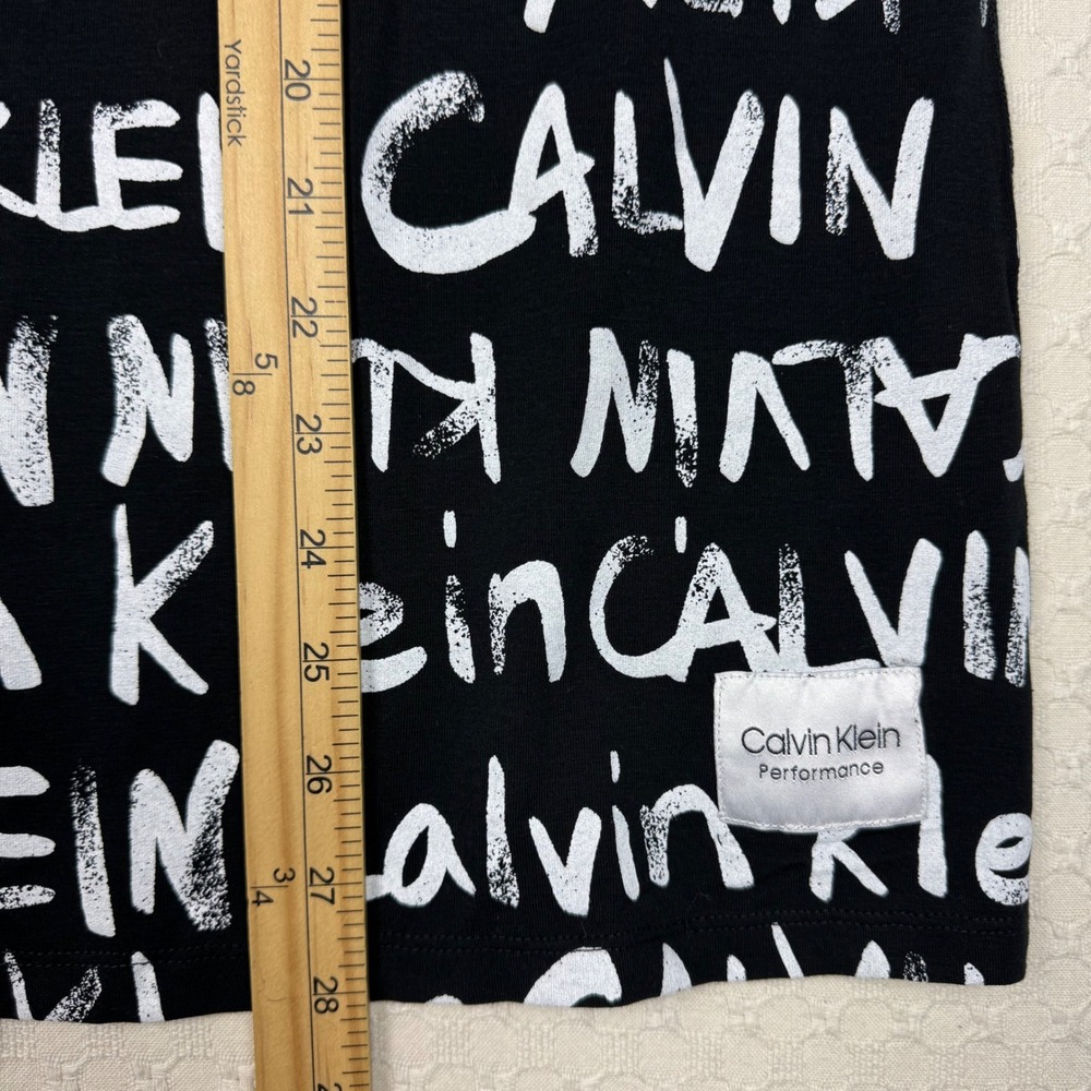 NWT Calvin Klein Performance Spellout Logo All Over Print T-Shirt Women 3X Black - Picture 7 of 10